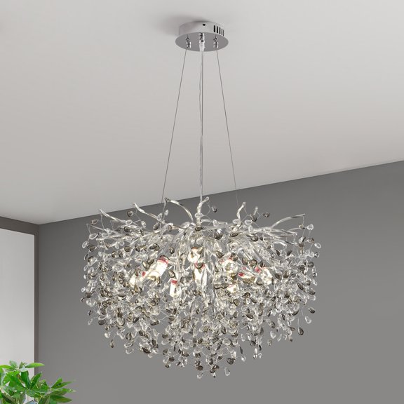 Modern Crystal Chandeliers Luxury Money Tree Branch Chandelier Pendant Lighting Round Ceiling Light Fixtures for Dining Room,Bedroom,Living Room