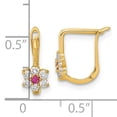 thumbnail image 3 of 14k Gold Polished Red and White CZ Flower Hoop Earrings, 3 of 3