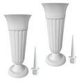 thumbnail image 1 of Paquete de 2 jarrones para cementerio con estacas desmontables con base y soporte. Blanco, 1 of 8