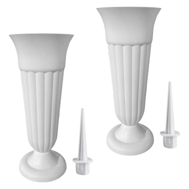 2 Pack Cemetery Vases with Spikes Detachable W/ Stake and Base Cemetery Vase for Garden