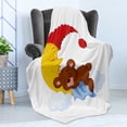 thumbnail image 4 of Bear Soft Flannel Fleece Throw Blanket, Cartoon Baby Character Falls Asleep on Moon with Hat and Clouds Theme, Cozy Plush for Indoor and Outdoor Use, 60" x 80", Multicolor, by Ambesonne, 4 of 5