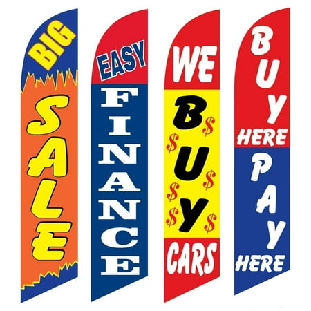 4 Advertising Swooper Flags Big Sale Easy Finance We Buy Cars Buy Pay Here