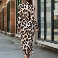 thumbnail image 2 of SWSMCLT Women's High Slit Dress Slim Fit Casual Fitted Spring High-neck Dresses Leopard 16, 2 of 4