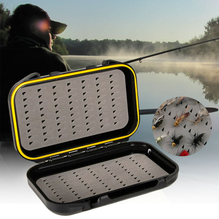 Fishing Baits Case - Portable Waterproof Fly Fishing Lure Bait Trout Flies  Plastic Storage Box Case - Double Sided Small Pocket Floatable Fly Box 
