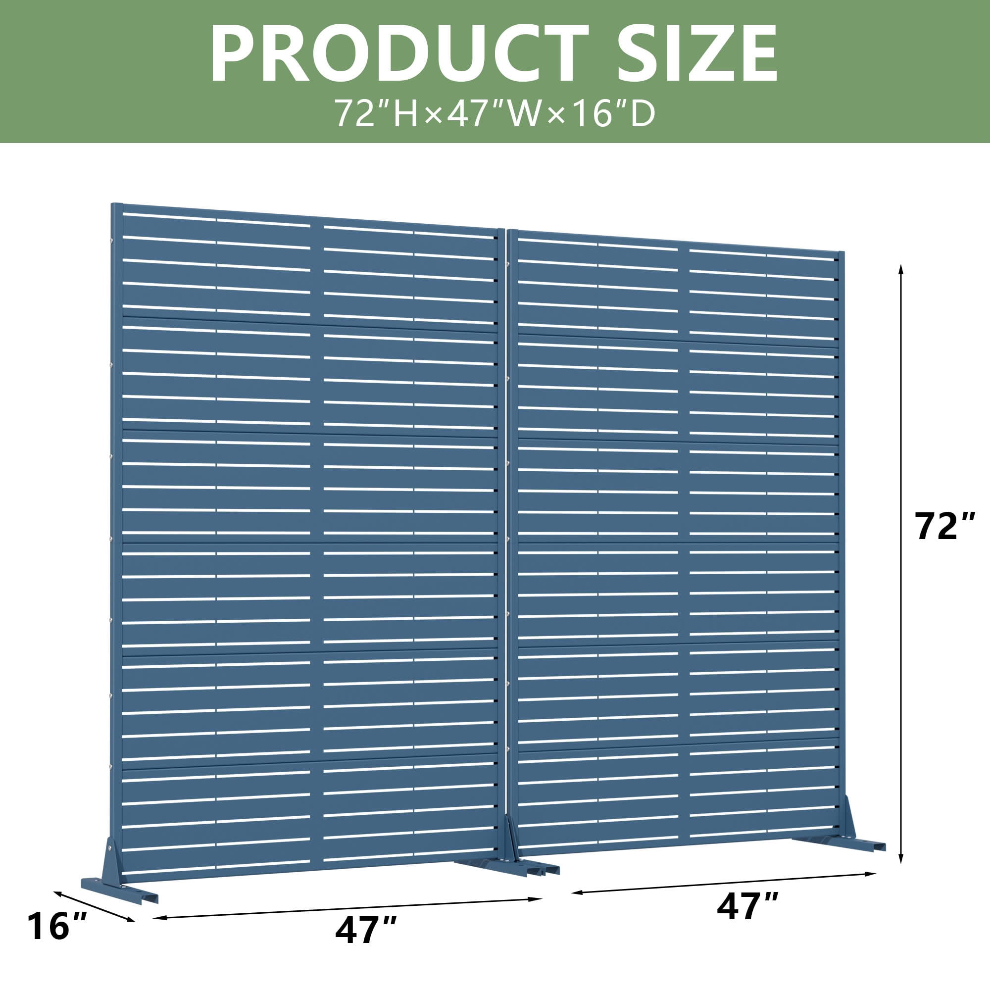 MAYEERTY 2-Piece Outdoor Metal Privacy Screen 6ft × 4ft Starry Night Blue, 6-Panel Classic Louvered, Weatherproof for Patio