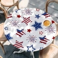 thumbnail image 3 of 4th of July Fitted Tablecloth with Elastic Edged, Round Table Cloth for Dining Table, Independence Day Blue Red Star Fireworks Waterproof Oil Proof Table Cover for Indoor Outdoor 55"-60", 3 of 9
