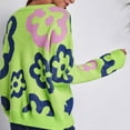thumbnail image 4 of Lilgiuy Women's Round-Neck Sweater Flower Loose Autumn And Winter Long Sleeve Sweater Leisure,Green,6 2022 Fall Winter, 4 of 5