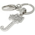 thumbnail image 2 of Sometheme Special Rhinestone Stud Initial Letter charm Keychain in Rhodium Tone, 2 of 5