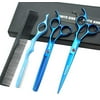 7.0 Inches Professional hair cutting thinning scissors set with razor (Blue)
