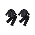 thumbnail image 2 of RUINIXCW Toddler Baby Girl Silk Satin Pajama Set Kids Spring Fall Winter PJS Set Sleepwear Fuzzy Trim Long Sleeve Button Down Shirt and Pants Set Loungwear Homewear, 2 of 9