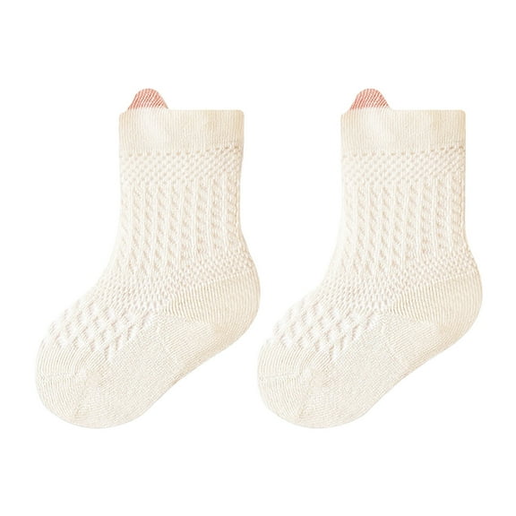 Krdevn Baby Socks - Breathable Baby Socks Soft Mesh Toddler Socks with Stretch Comfortable Everyday Socks for Boys Girls - Socks for Baby Girl,Color:Beige,Size:0-6 Months