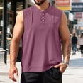 thumbnail image 2 of Sentmoon Tank Tops Men and Sleeveless V Neck Summer Mens T-Shirts Solid Color with Pockets Muscle Loose Button Up Plus Size Clothes for Men Vacation for Layering Under Shirts Watermelon Red XL, 2 of 6