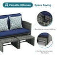 thumbnail image 3 of JOIVI Outdoor Loveseat Patio Furniture Rattan Conversation Set, with Ottoman, Pillows Included, Grey Wicker, Navy Blue Cushions, 3 of 10