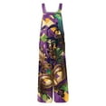 thumbnail image 5 of Fgvctg Mardi Gras Jumpsuits for Women Dressy Wide Leg Pant Carnival Party Spaghetti Straps Cute Mask Print Jumpsuits Sleeveless Bib Overalls Sprimg Romper Clothing With Pockets Purple XXXXL, 5 of 5