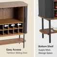 thumbnail image 4 of VEANERWOOD 28" Wine Bar Cabinet with 2 Sliding Door Fluted Texture, Modern Coffee Cabinet with Bttom Shelf, Adjustable Feet & 9 Glass Holder, 4 of 9