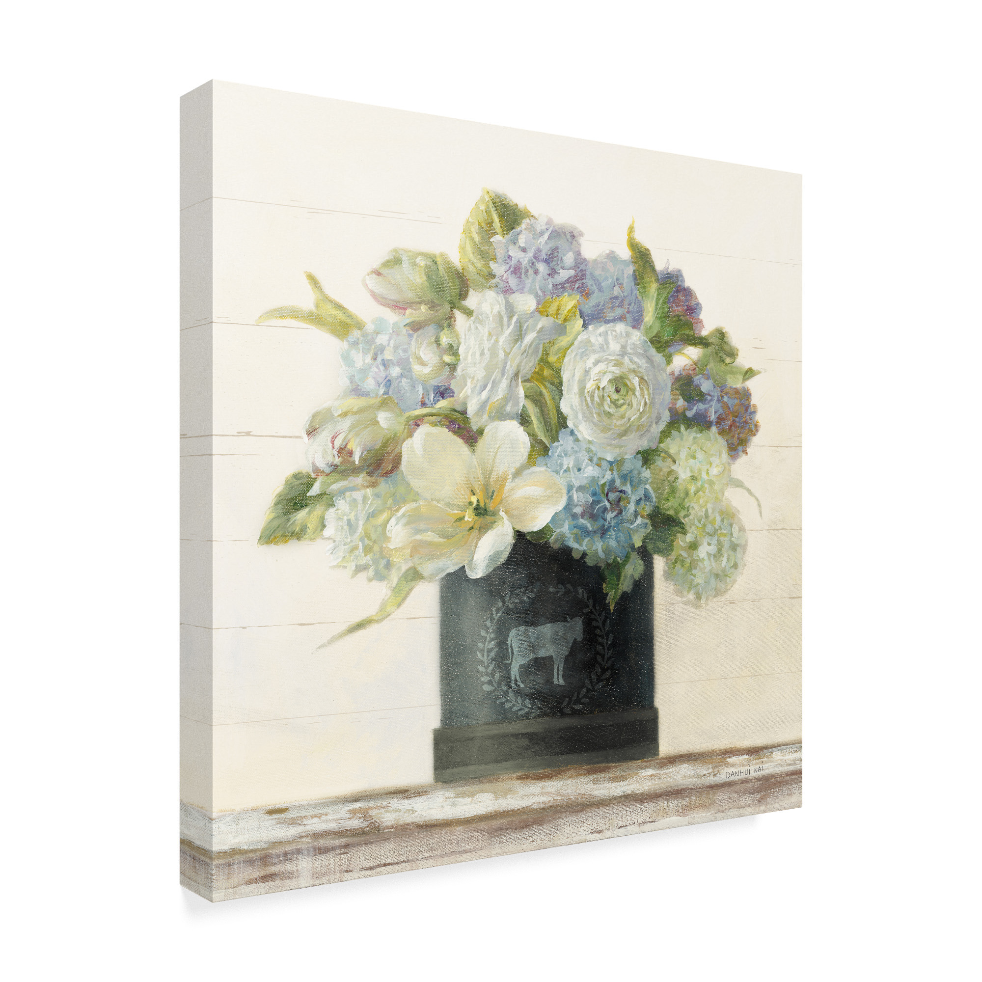 Trademark Fine Art 'Tulips in Hatbox Shiplap' Canvas Art by Danhui Nai