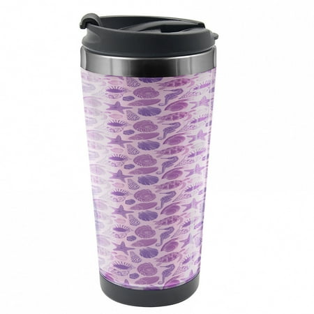 

Marine Travel Mug Turtle Shell Sea Animals Steel Thermal Cup 16 oz by Ambesonne