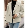 thumbnail image 6 of Cropped Trench Coat for Women Double Breasted Long Sleeve Work Office Business Casual Fall Short Jackets Gray XL, 6 of 9