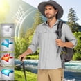 thumbnail image 6 of POENTAB Mens Safari Work Shirts Long Sleeve Hiking Fishing Tops UPF 50+ Quick Dry Camping Travel Button Down Shirt with Pockets, 6 of 10