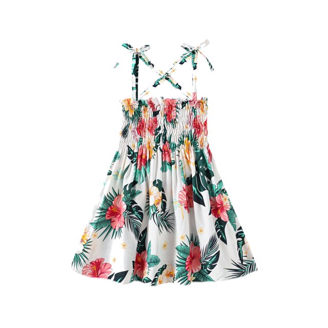 ITFABS Robe à Bretelles à Rayures/fleurie, Ligne A, à Lacets, pour Petite Fille