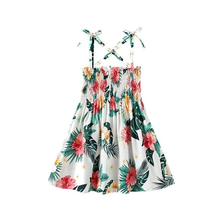 

Vera Natura Toddler Kids Baby Girl Summer Dress Clothes Floral Ruffle Strap Dresses Backless Princess Sundress Playwear Outfits