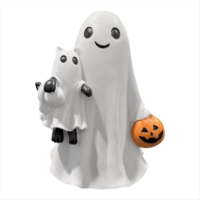 Figura de resina de fantasma espeluznante de Halloween con calabaza y abrazado para fiesta, hogar, dormitorio, estante, mesa.