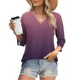 thumbnail image 2 of Women's V Neck Short Sleeve Tops Shirts Blouses Solid Color Casual Daily Wear Work Office Vacation Fashion Essential Gift for Women | Aestivo,Blue L, 2 of 9