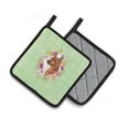 thumbnail image 2 of Carolines Treasures CK4321PTHD Miniature Pinscher Green Flowers Pair of Pot Holders 7.5HX7.5W multicolor, 2 of 4