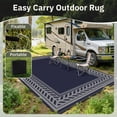 thumbnail image 4 of SIXHOME Outdoor Rug 8'x10' Waterproof Reversible Patio Rug Boho Geometric Indoor Outdoor Rugs Lightweight Plastic Straw Ourdoor Carpet for RV Camping Deck Balcony Modern Porch Decor Black and Gray, 4 of 7