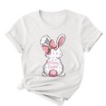 thumbnail image 3 of Camisetas de Cuello de Tripulación de Manga Corta para las Mujeres Cartas de Impresión de Pascua Camiseta de Manga Corta, Spandex de Poliéster, 3 of 5