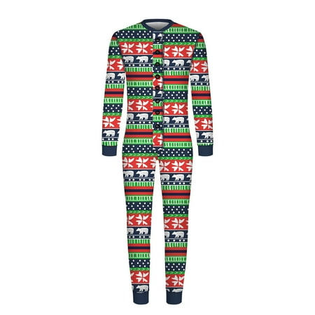 

Men Matching Family Christmas Xmas Romper Jumpsuit Pajamas Outfits With Faux Buttoned Flap On Back