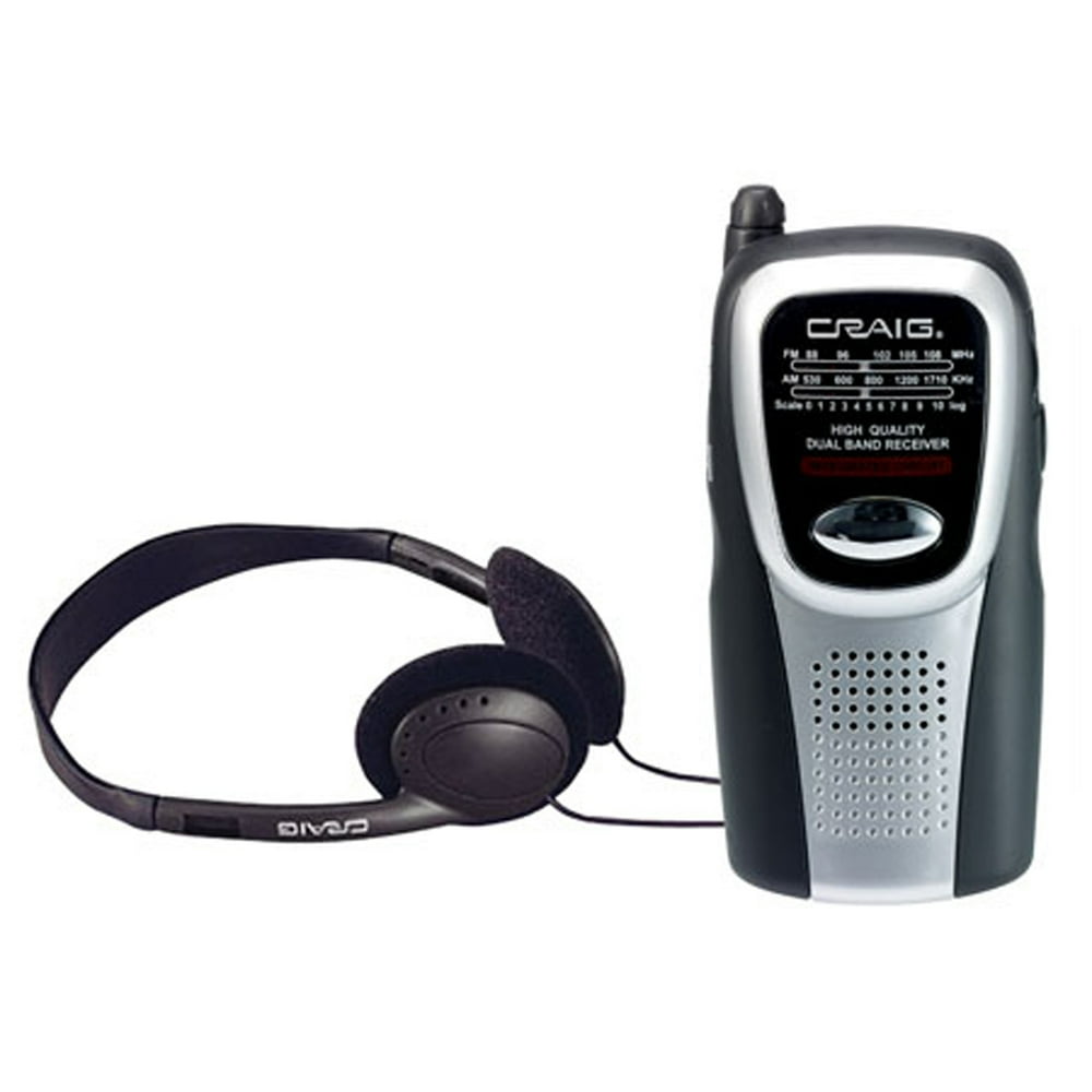 Craig AM/FM Pocket Radio With Speaker and Headphones