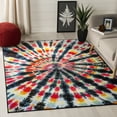 thumbnail image 3 of SAFAVIEH Painted Brush Nowell Novelty Area Rug, Black/Coral, 6'7" x 9', 3 of 10