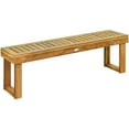 thumbnail image 2 of Costway Banco de madera de acacia para patio, banco de exterior con asiento de listones para comedor y dormitorio, banco sin respaldo para banco jardín patio piscina balcón, 2 of 5