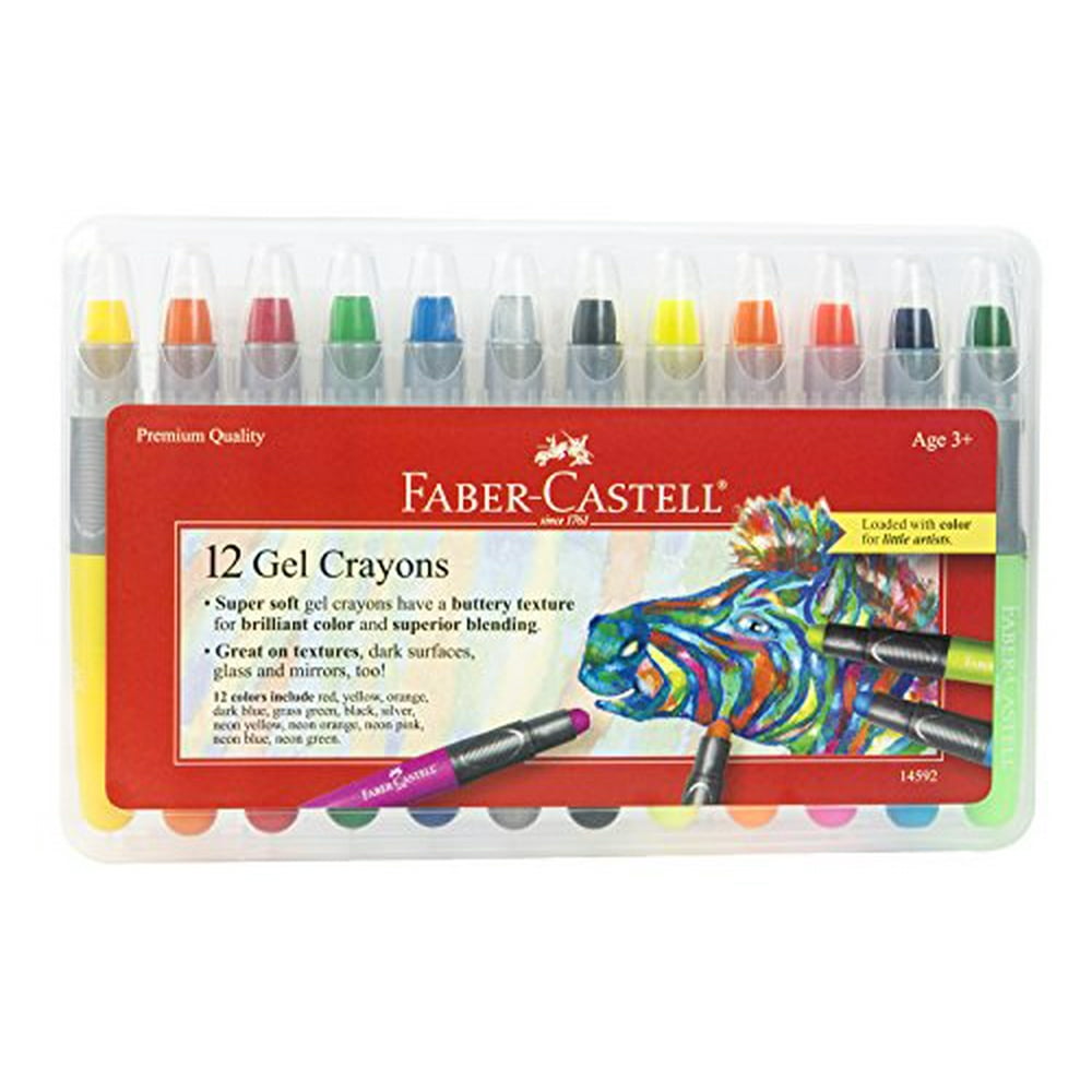 FaberCastell Gel Crayons 12 Vibrant Colors In Durable Storage Case
