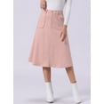 thumbnail image 3 of DARING DIVA Women's Casual Faux Suede Pockets Stretch A-line Midi Skirt XL Pink, 3 of 6