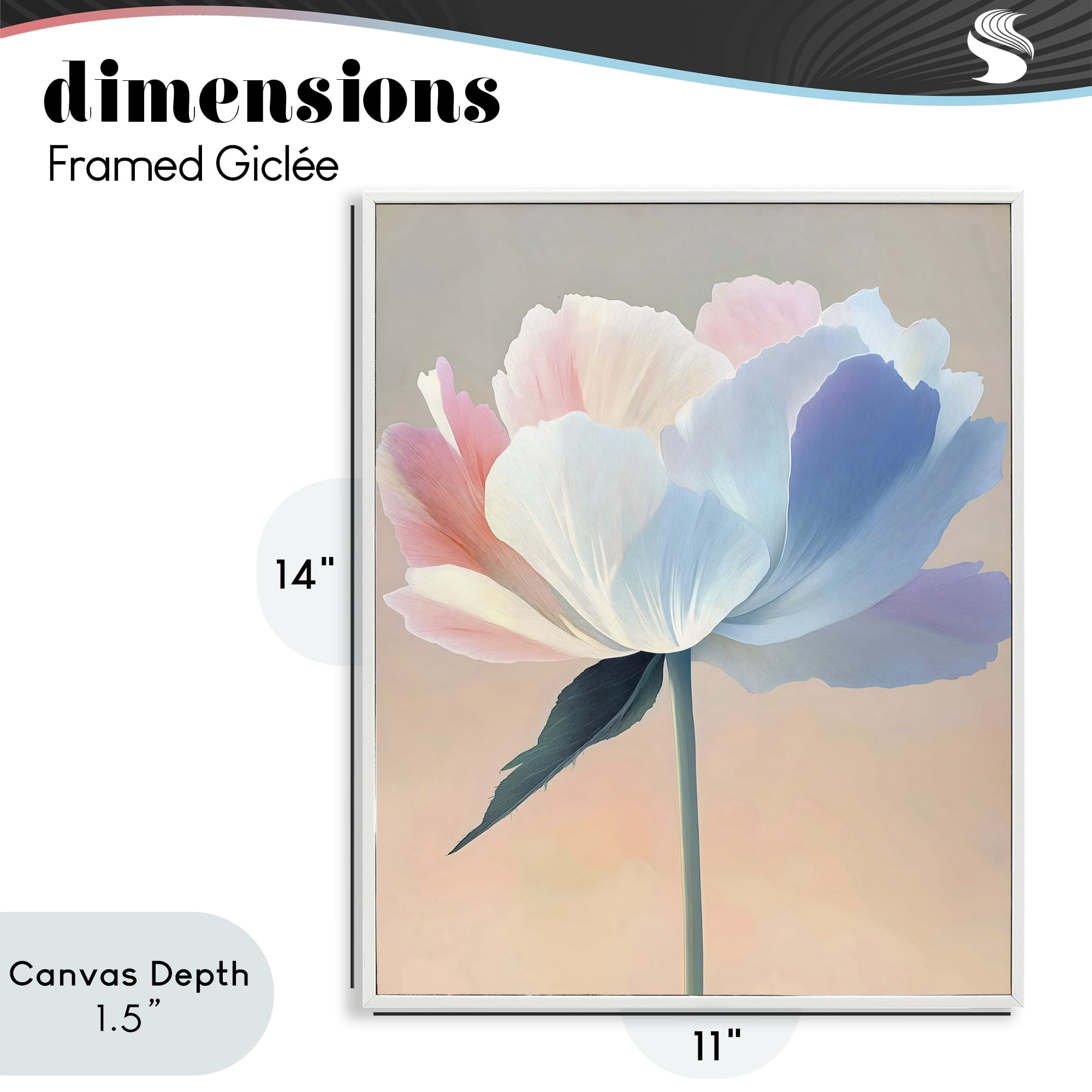 Stupell Industries Pink & Blue Flower Serenity White Framed Giclee Art, design by The Prints Vibe