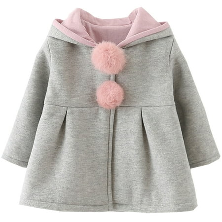 

MINKIDFASHION Baby Girls Winter Autumn Cotton Warm Jacket Coat Gray 2T