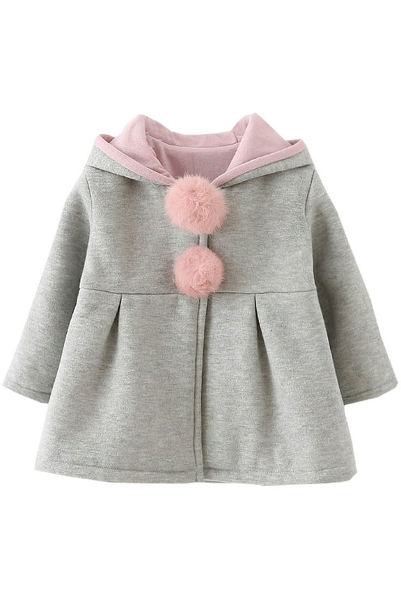 Baby Girls Winter Autumn Cotton Warm Jacket Coat Gray 4T