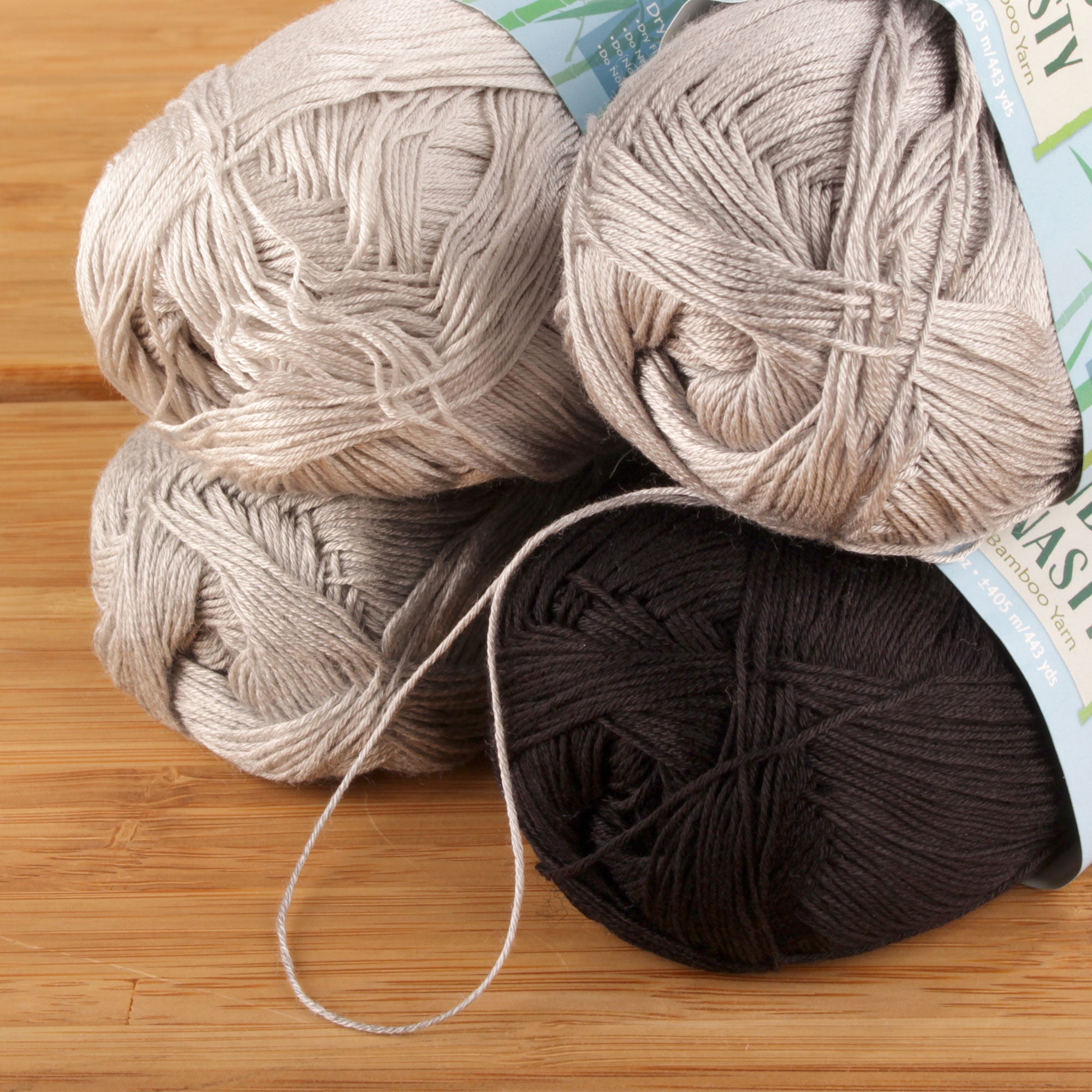 JubileeYarn Bamboo Dynasty - Baby Weight Bamboo - 50g/Skein - Shades of Grey - 4 Skeins