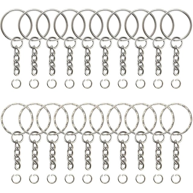 150 piezas de anillos de llavero desmontables con cadena y anillos de salto a granel para manualidades (25 mm) LingWen 8390606690999