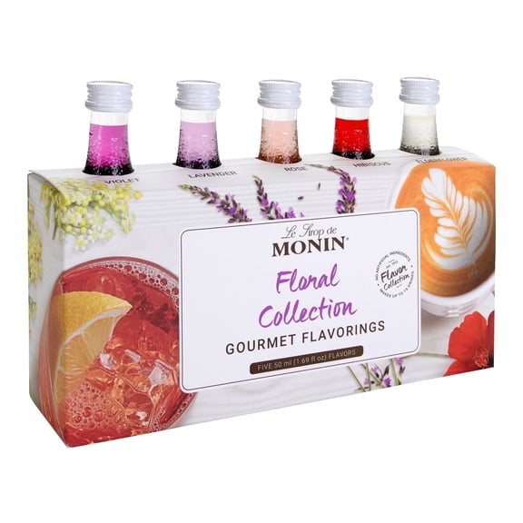 Monin Mini Floral Syrup Collection 8.5 oz Pack of 4
