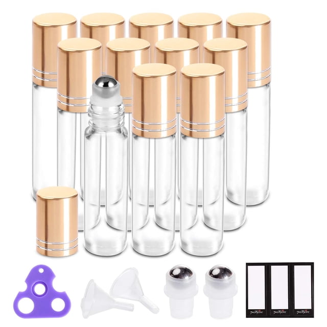 Botellas enrollables de aceites esenciales PrettyCare de 10 ml (paquete de 12)