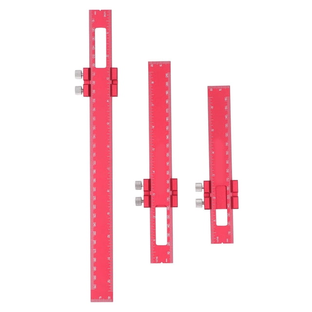 Regla de Trazado, Regla de Carpintería Regla de Bolsillo Precisa 6 8 12 Pulgadas Tope Deslizante Tipo T Regla de Trazado de Fabricación de Madera Herramientas de Medición Rojo