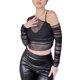 thumbnail image 1 of VISgogo Conjunto de chaleco para mujer, jersey de hombro ahuecado transparente de manga larga de color sólido + camisola con correa de espagueti VISgogo  moda, 1 of 9