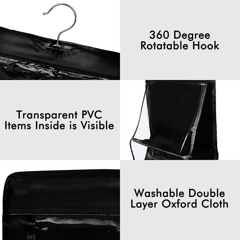 leaveforme Handbag Hanging Organizer, Hanging Purse Organizer Handbag  Storage Hanger Polyester Cloth Closet Organizer for Family Closet Bedroom