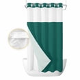 thumbnail image 2 of Dark Green No Hook Shower Curtain Waterproof, Bathroom Curtains with Snap in Liners and See Through Top Window, Modern Pure Dark Green Hotel Style Bathtub Curtains Shower 36"Wx78"L, 2 of 8