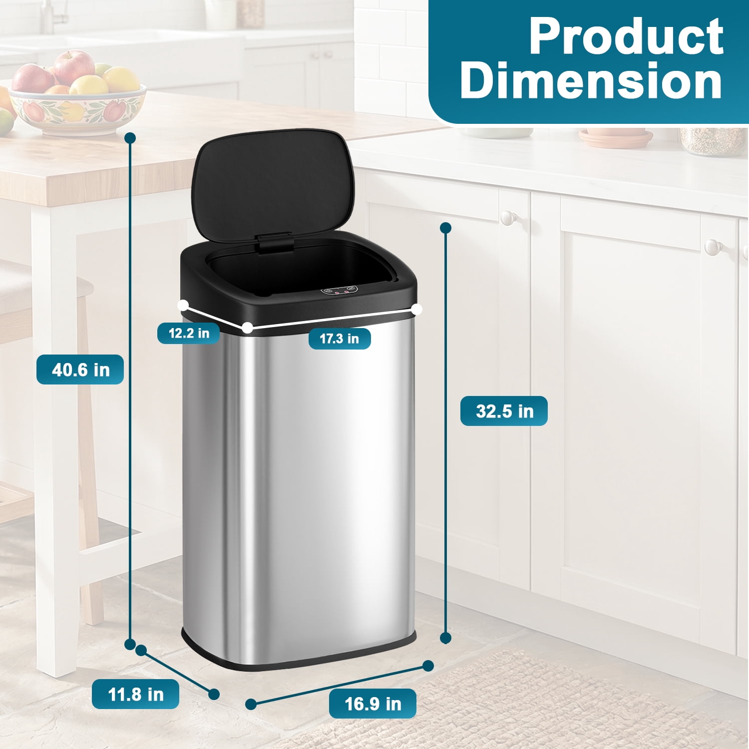 BestOffice 22 Gallon Stainless Steel Touchless Kitchen Trash Can with Motion Sensor for Indoor Use(Silver)