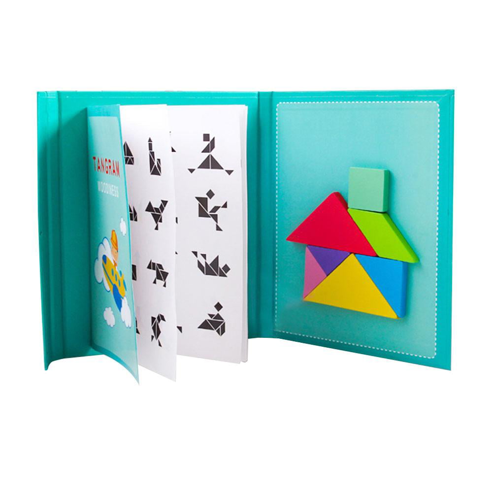 Tangram Game Puzzle Travel Games Jigsaw Colorful Book Shape Educational Toy for 