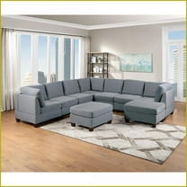9-Piece Modular Sectional Sofa Set – Modern Grey Linen-Like Fabric, Flexible Living Room Furniture | Grey | Fabric | Cushion Back